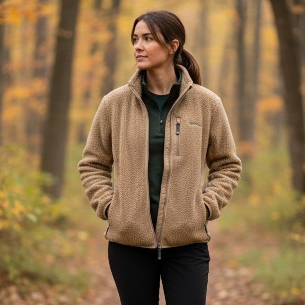 Denali Fleece Jacket Women's Size XL Zip Up Soft Sherpa Beige Coat Retro Outdoor